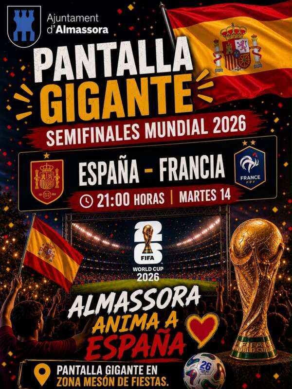 Almassora instal·larà una pantalla gegant per a seguir la semifinal entre Espanya i França
