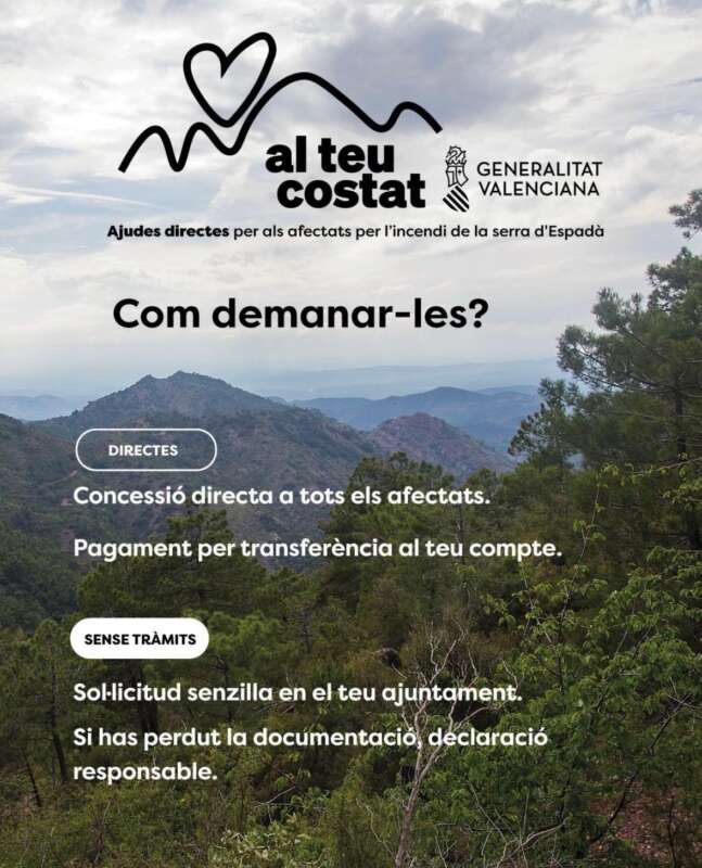 La Generalitat moviliza 67 millones en ayudas para los afectados por el incendio de La Vall d'Uixó