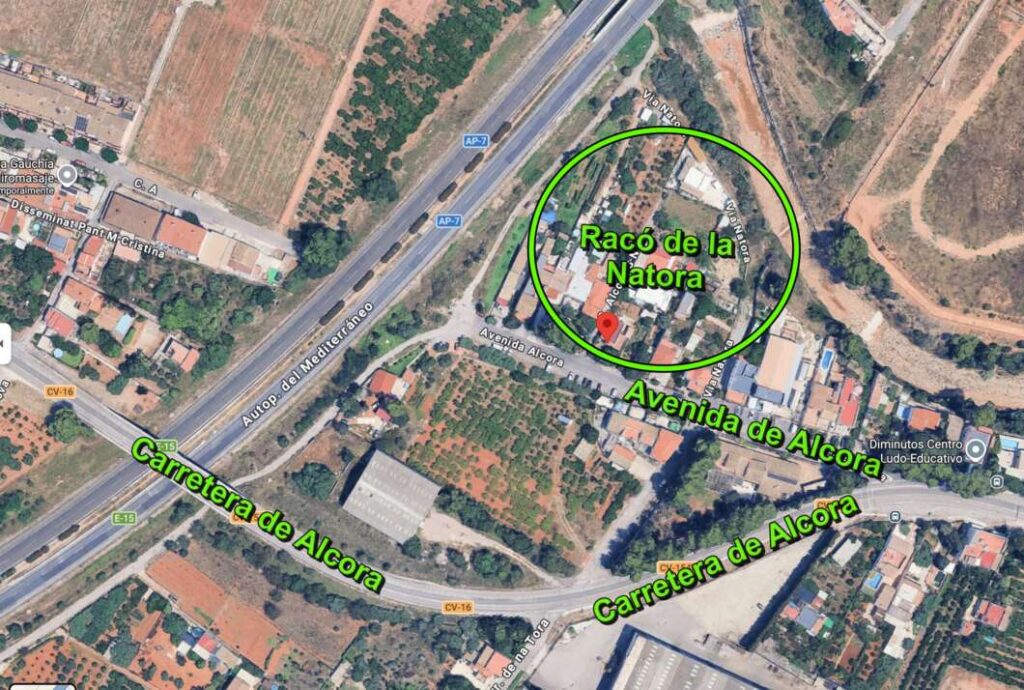 Racó de la Natora junto a avenida de Alcora Castellón. Producción propia.
