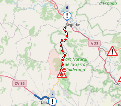 incendio forestal en Segorbe