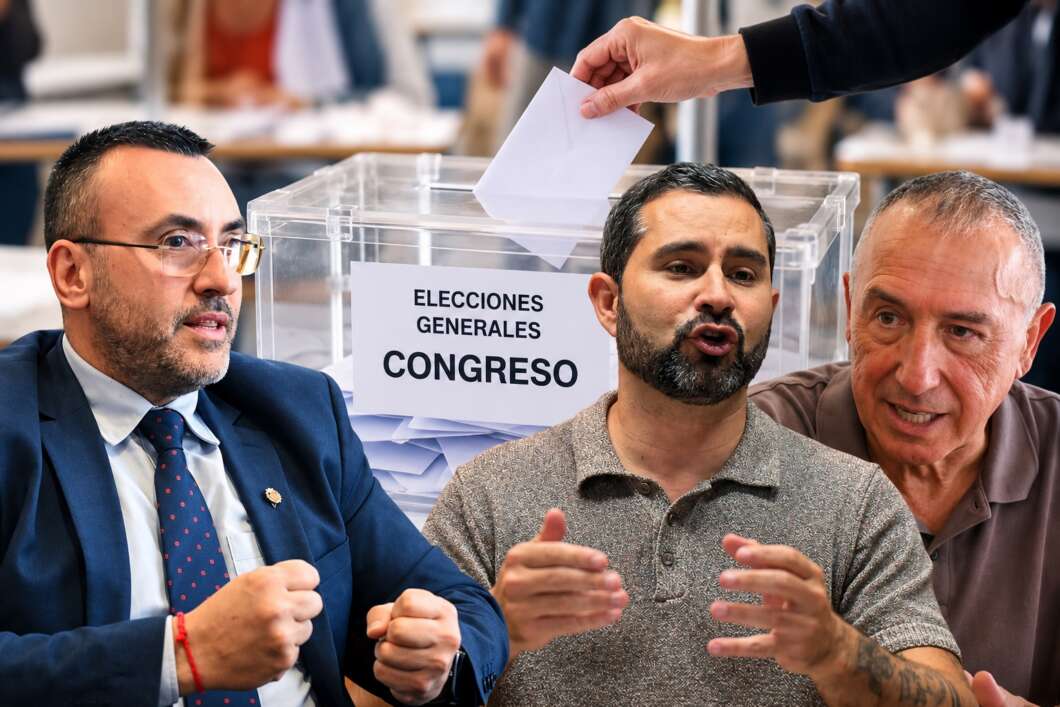 Elecciones generales: Benlloc, Falomir y Baldoví, montaje IA