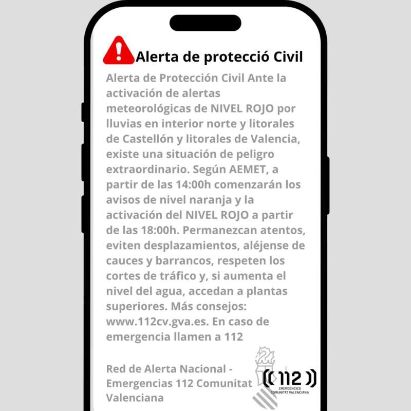 Alerta roja en Castellón por lluvias torrenciales que pueden dejar hasta 250 l/m² en 12 horas