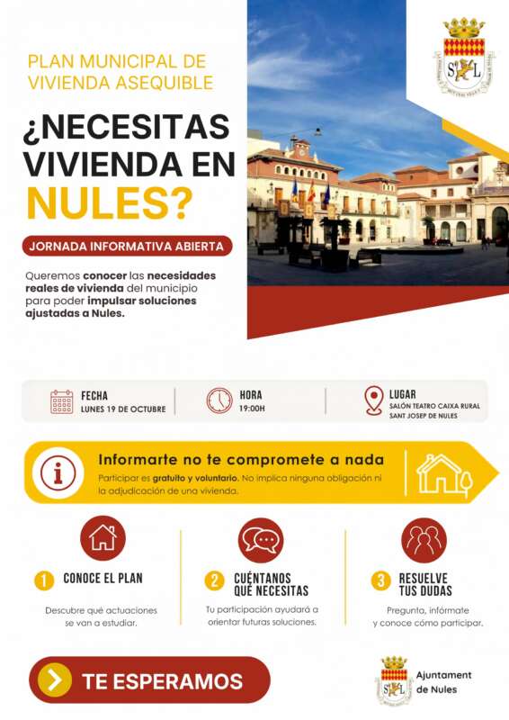 Nules prepara un plan para facilitar el acceso a una vivienda asequible